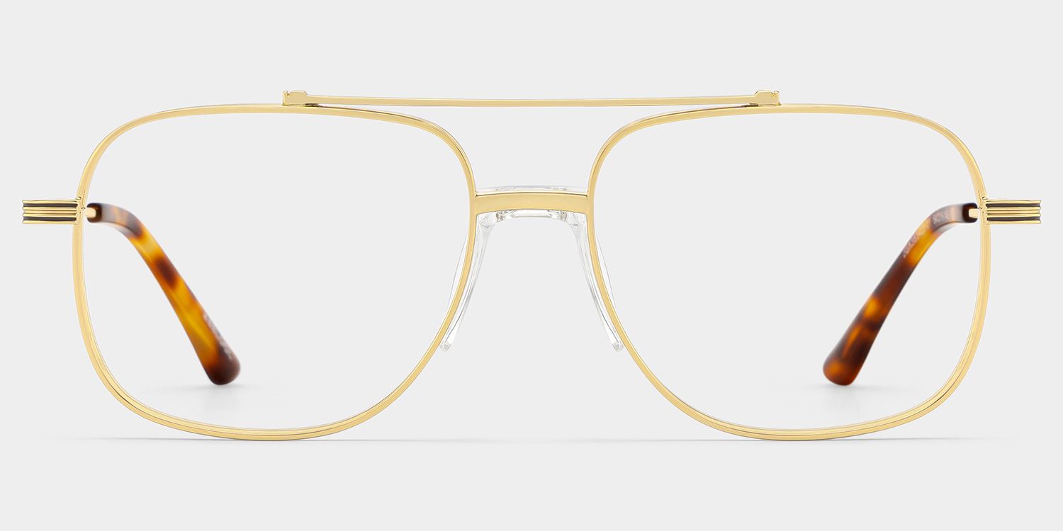 Poppy Gold Aviator Glasses | Striped Varsity Metal1