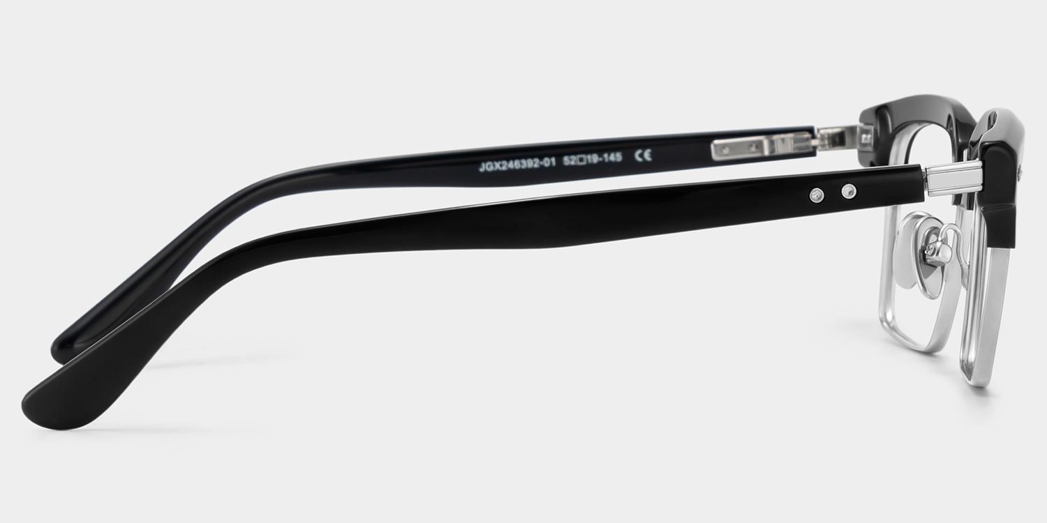 Landon Black and Silver Browline Glasses for Men | ZEELOOL4