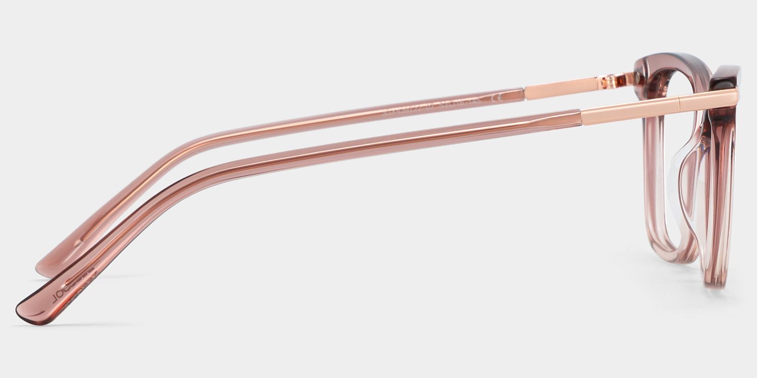 Eliot Clear Pink Rectangle Mixed Frame Glasses for Women | ZEELOOL4