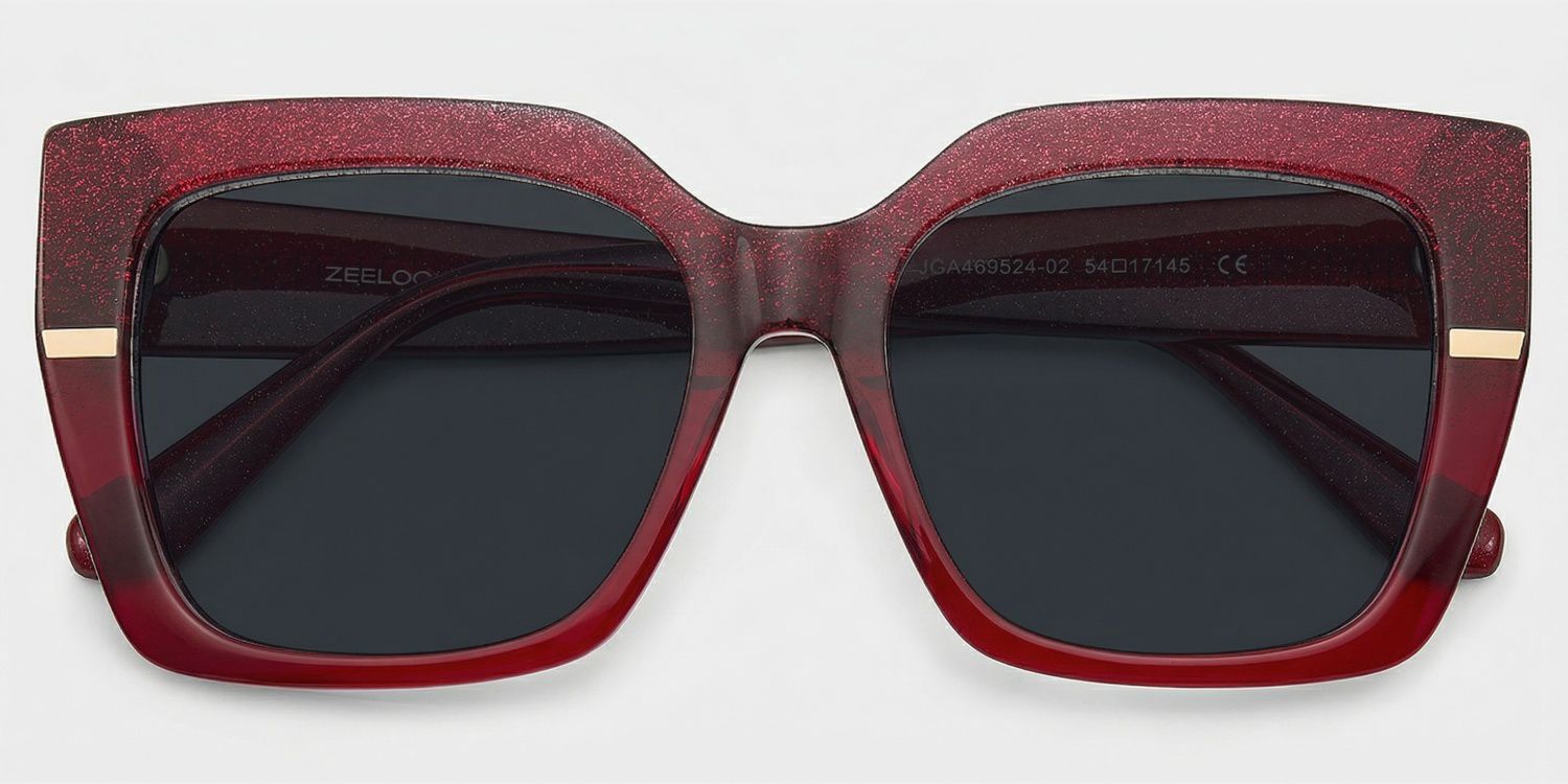 Mavis Square Style Red Frame Sunglasses | ZEELOOL1