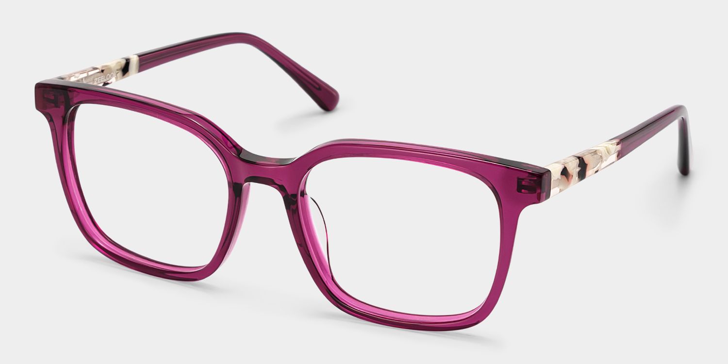 Freya Red Square Acetate Frame Glasses for Women | ZEELOOL3