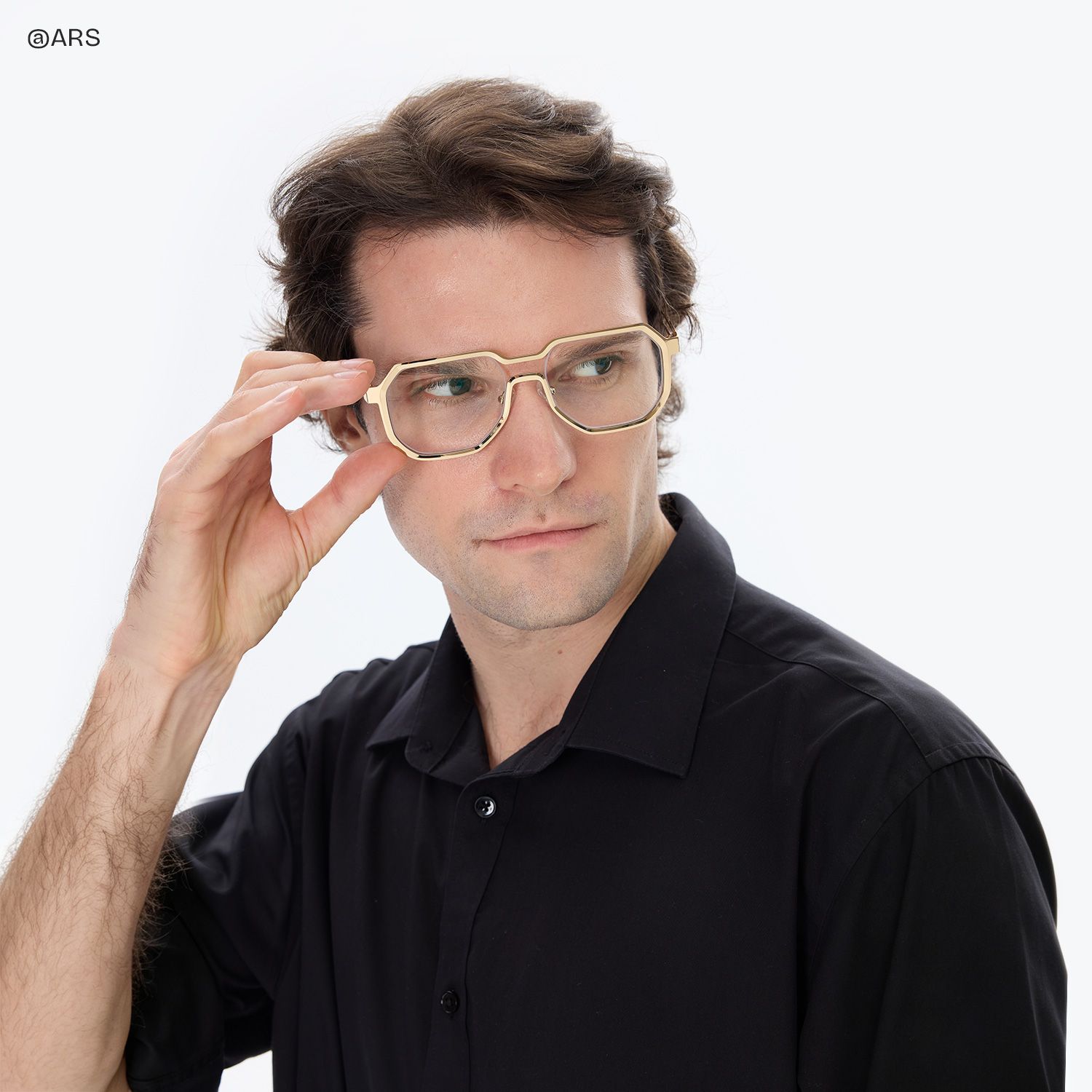 Men's Geometric Glasses in Metal Color7