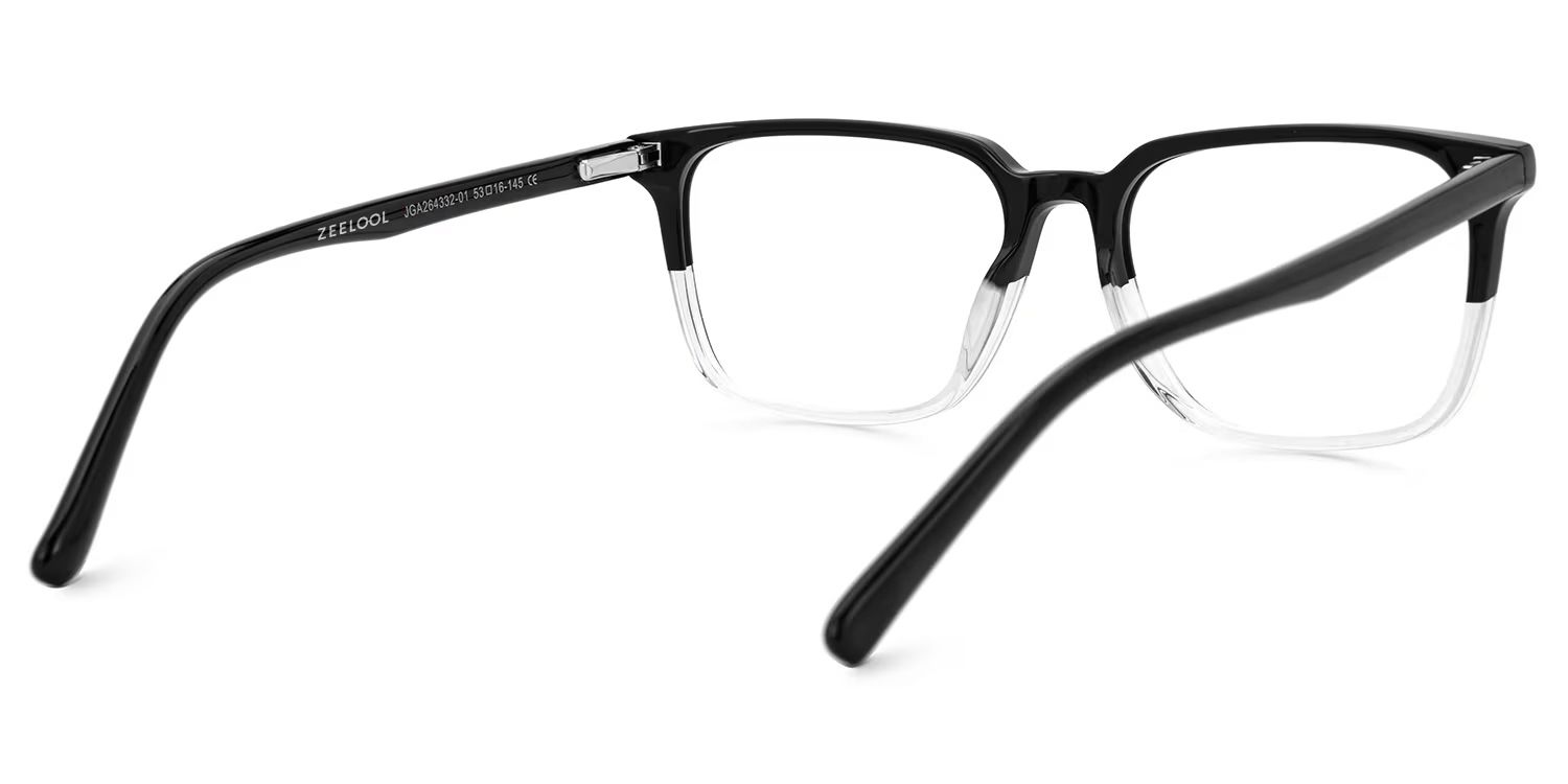 Barnhill Acetate Square Black-Clear Frame Glasses | Zeelool3