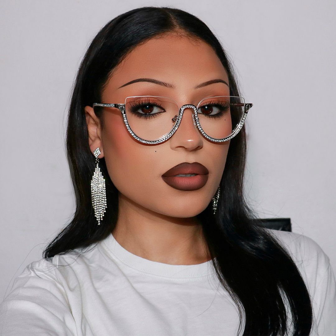 Sparkle Cateye Silver Designer metal Glasses Frame | ZEELOOL7