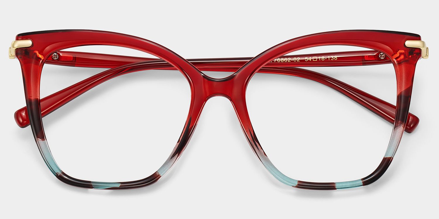 Lamar Butterfly Red Eyeglasses and Two-Tone Frames | ZEELOOL1