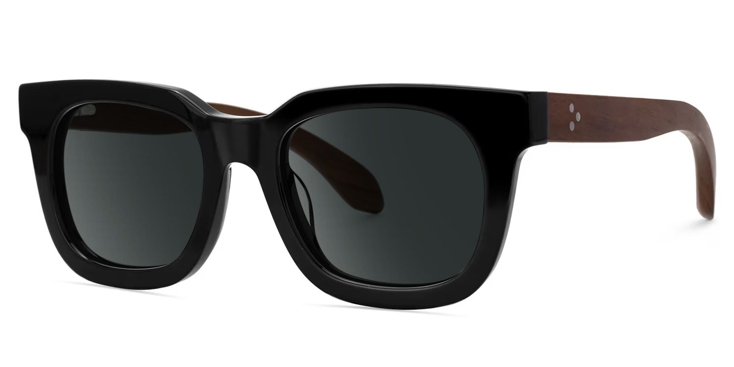 Sam Acetate Black Rectangle Frame Sunglasses | ZEELOOL1