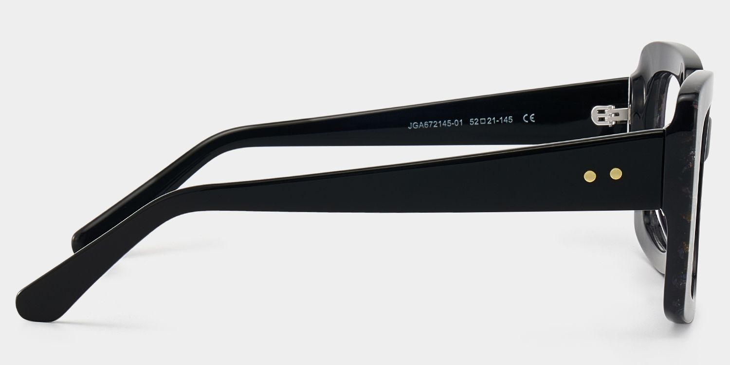 Sable Thick Black Square Frame Glasses with Colored Diamonds | ZEELOOL4