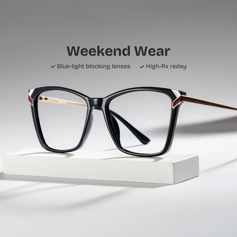 Tricee Black Square Glasses