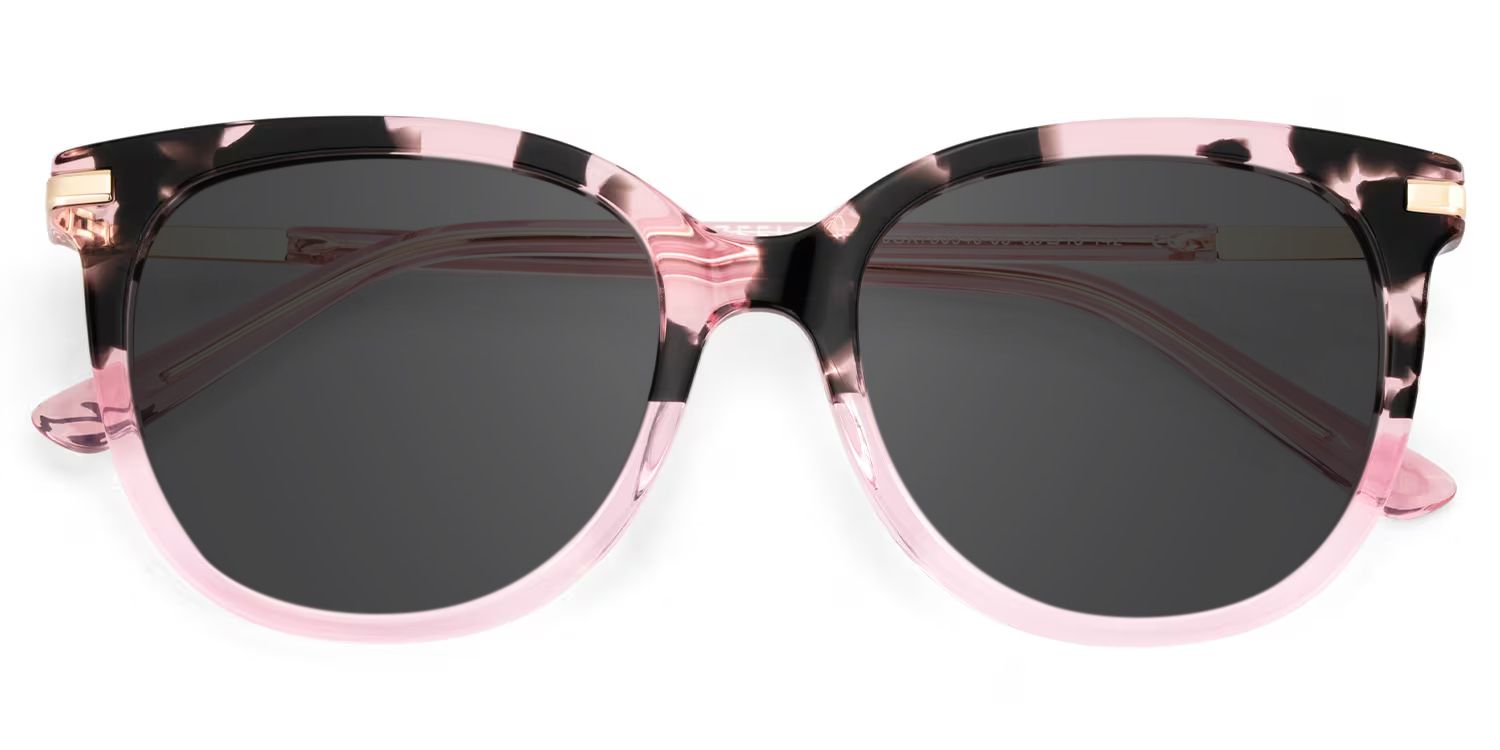 Mailyn Pink Tortoise Round Polarized Sunglasses for Driving | ZEELOOL1