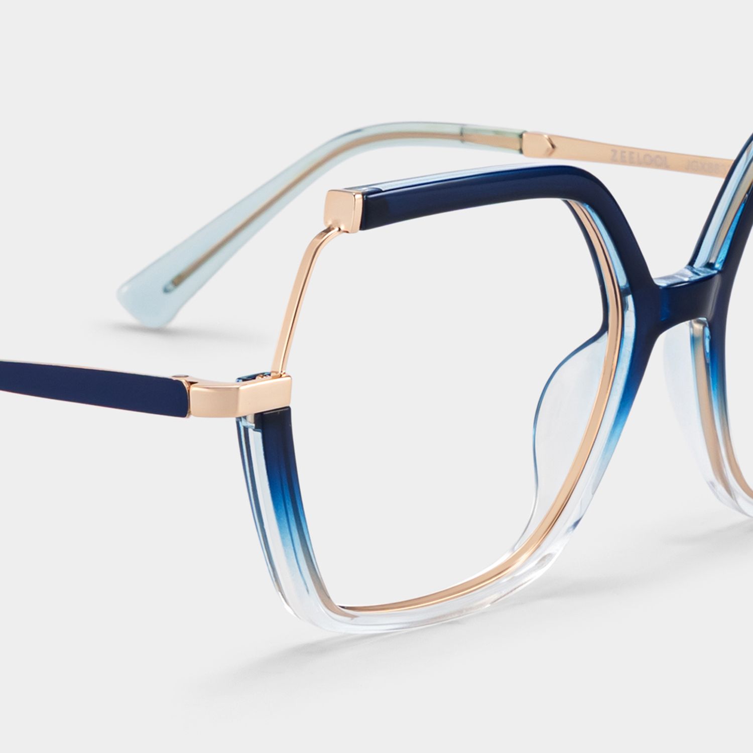 Alexia Mixed-Materials Square Blue Frame Glasses | Zeelool5