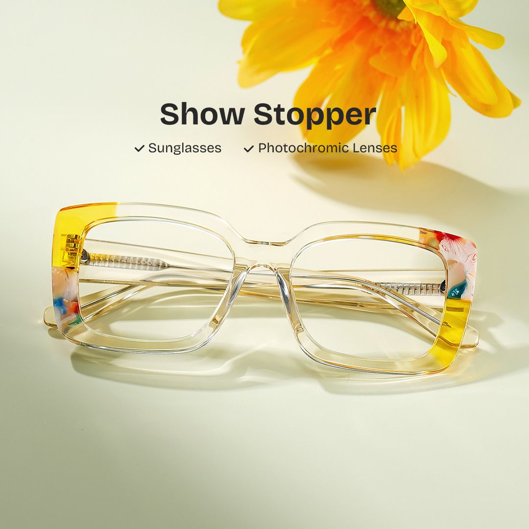Flair Yellow Clear Frame Glasses with Square Frame Online | ZEELOOL2