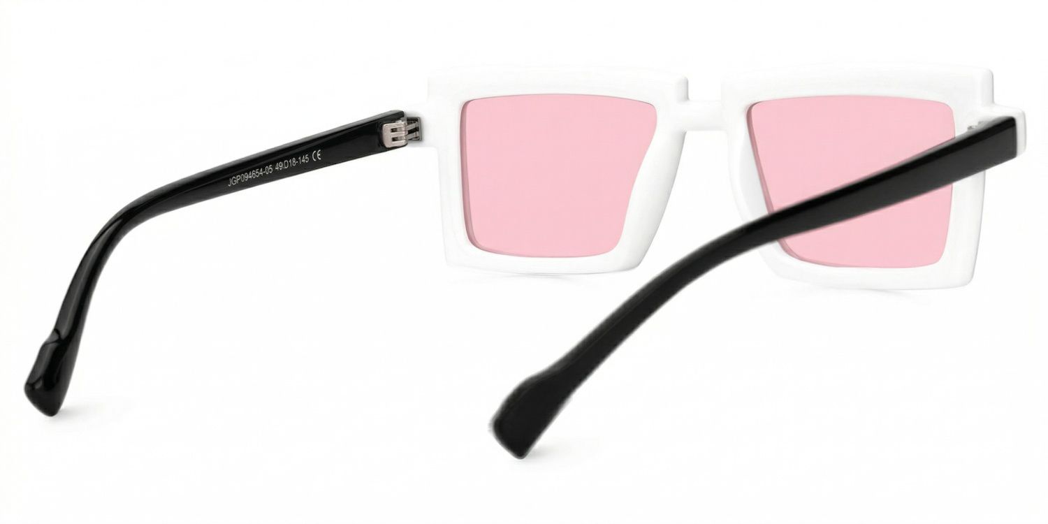 Zephyr Rectangle White Sunglasses for Women & Men | ZEELOOL3