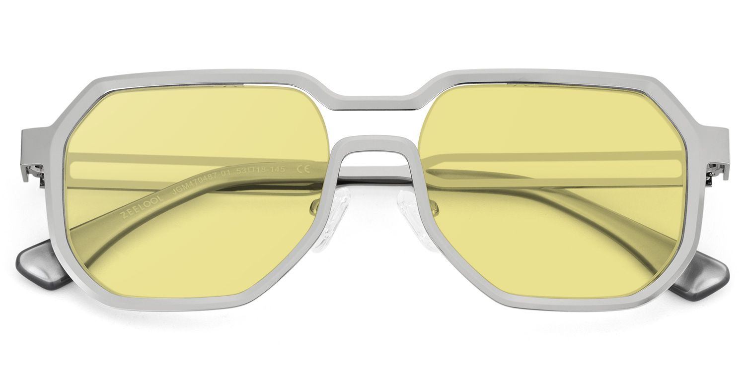 Hype Geometric Silver Sunglasses for Women & Men | ZEELOOL1