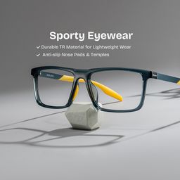 Active Blue Yellow Rectangle Glasses0