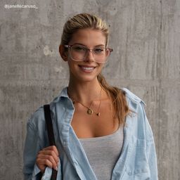 Chloe Pink Clear Square Glasses6