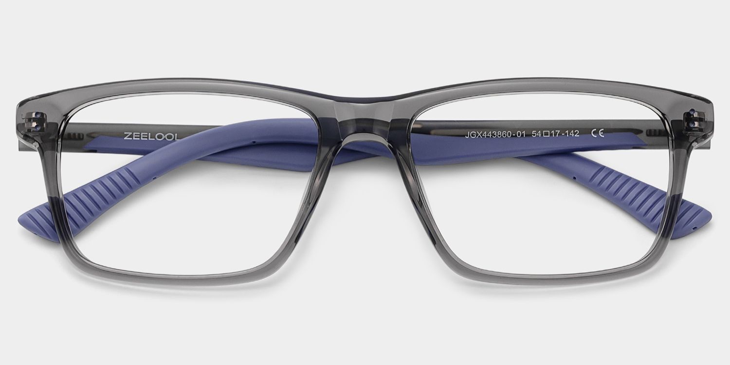 Bastian Gray Rectangle Mixed Frame Glasses for Men | ZEELOOL2