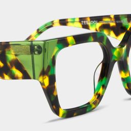 Viva Green Tortoise Square Glasses5