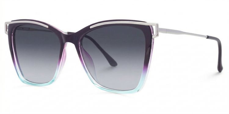 Krystle Purple-Blue Square Sunglasses
