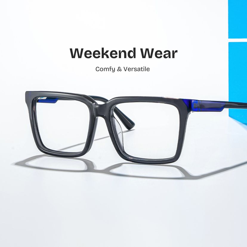 Troy Dark Gray Rectangle Glasses