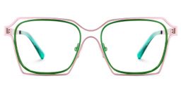 Foday Pink Green Geometric Glasses0