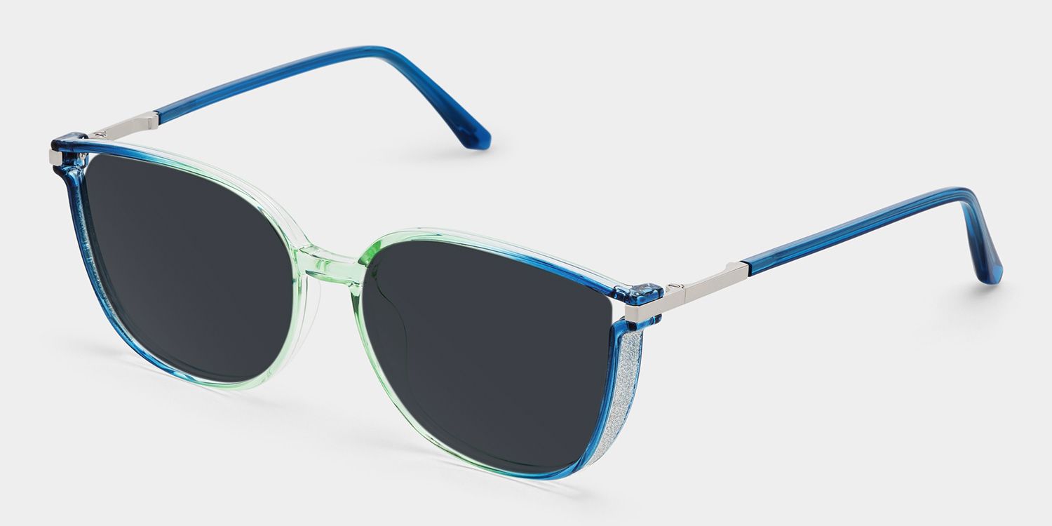 Rodz Square Blue-Green Prescription Sunglasses | ZEELOOL2