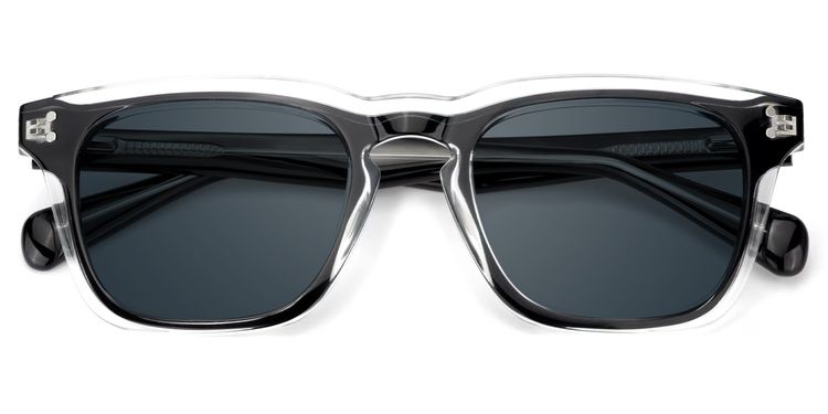 Liam Black Clear Rectangle Sunglasses