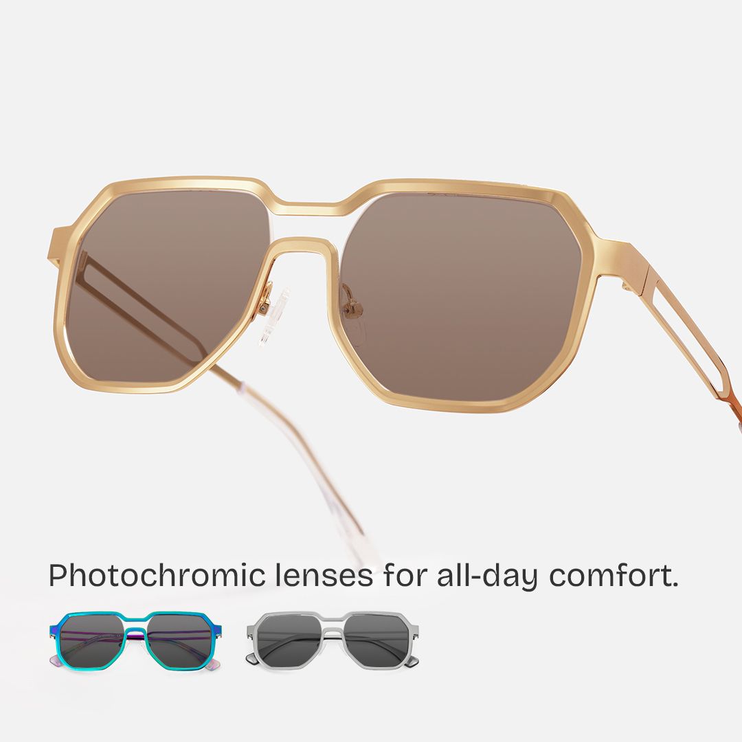 Men's Geometric Glasses in Metal Color1