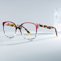 Siner Red Tortoise Square Glasses1