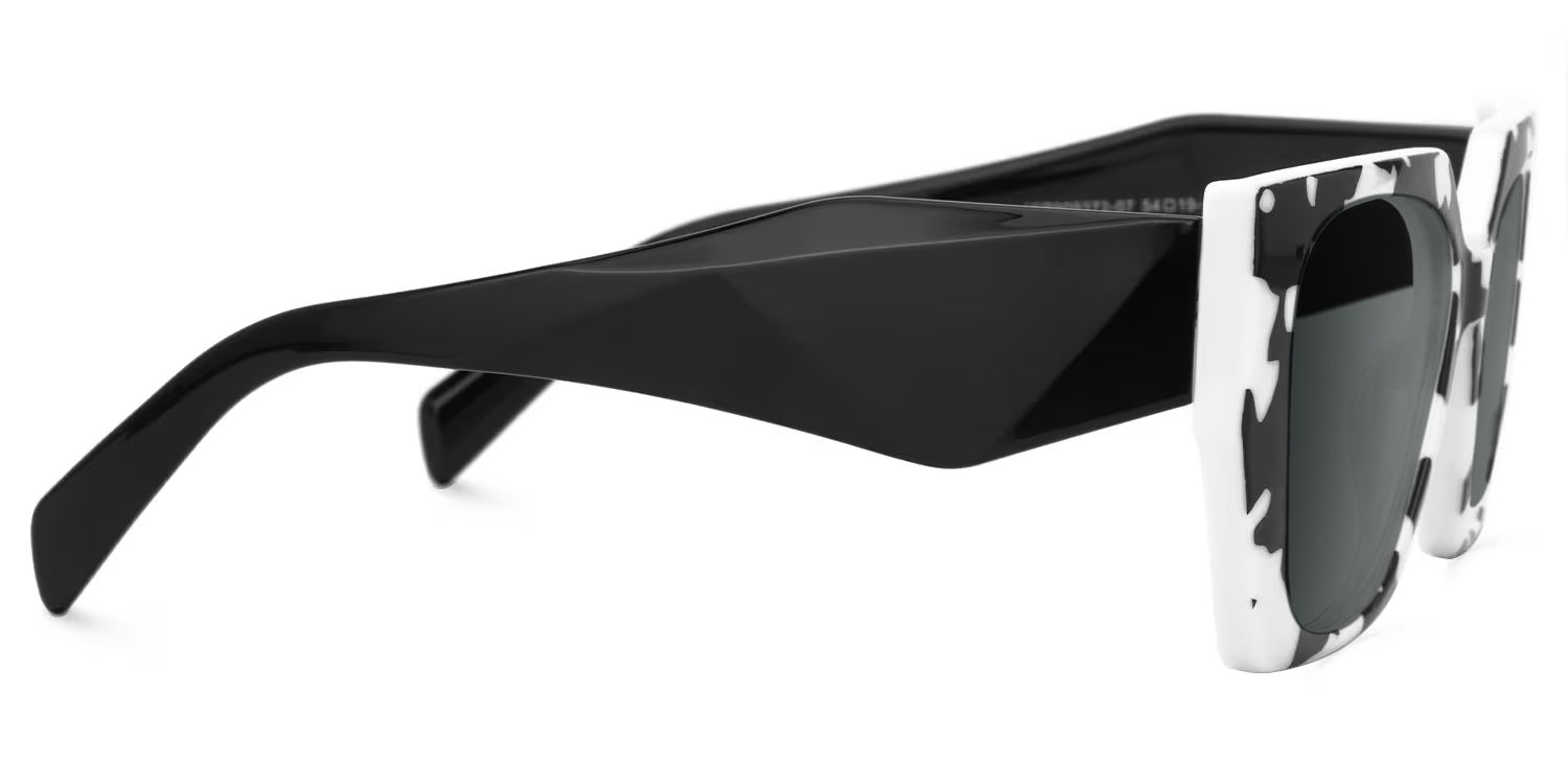 Sileidy Plastic Black-White Rectangle Frame Sunglasses | ZEELOOL2