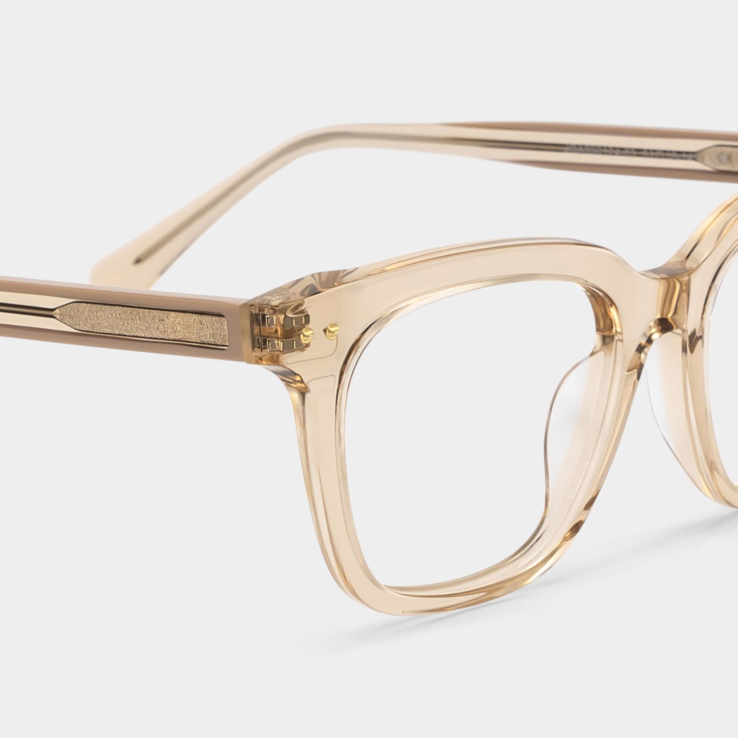 Angela Beige Clear Rectangle Glasses Frames | ZEELOOL5