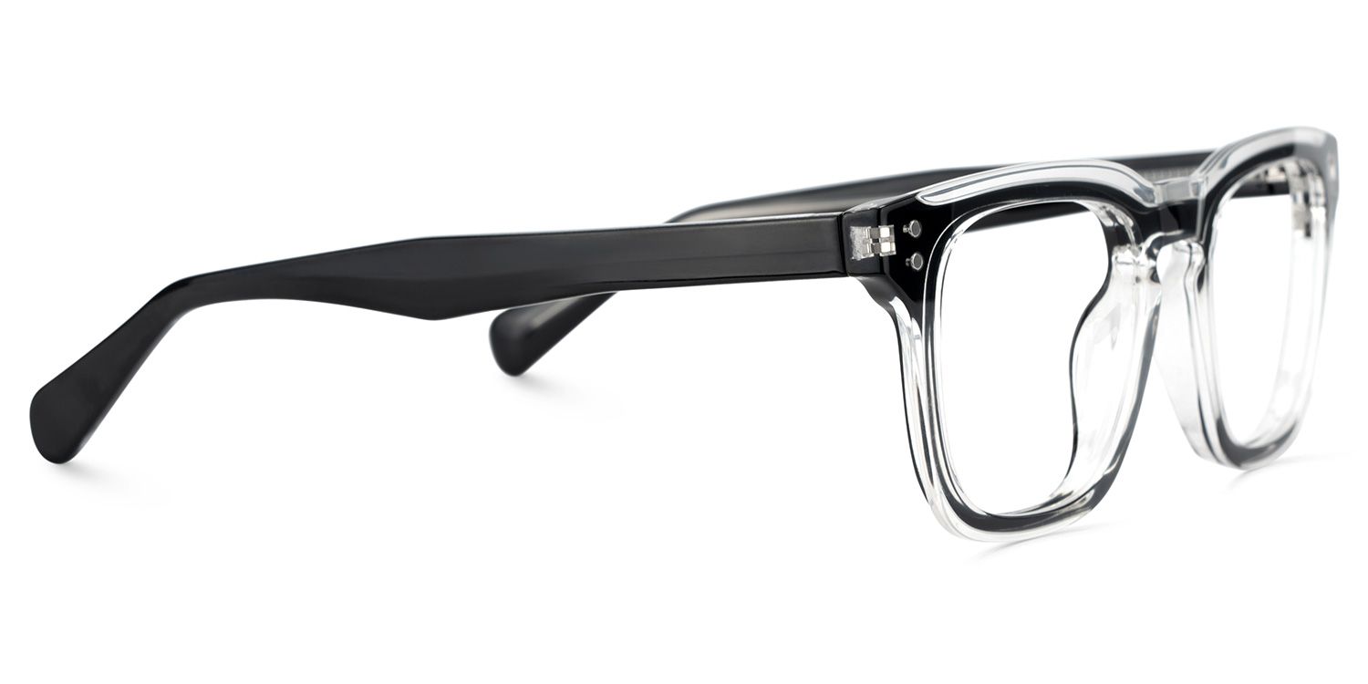 Tr90 Eyeglasses Frames With Rectangle Shape and Black Clear Color4