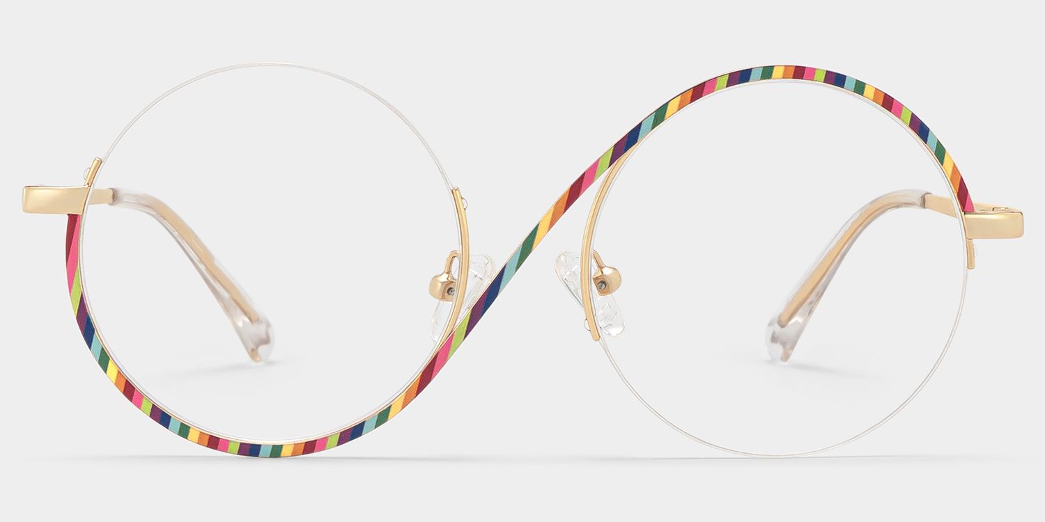 Flozif Round Rainbow Glasses in Semi-Rim  | Zeelool0