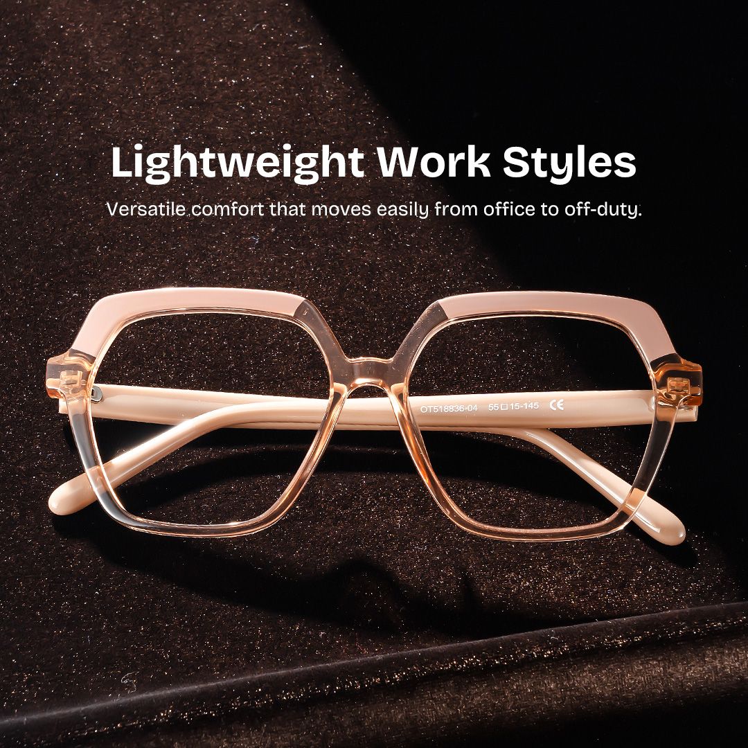 Norah Geometric Beige Eyeglass Frames in Modern Style | ZEELOOL0