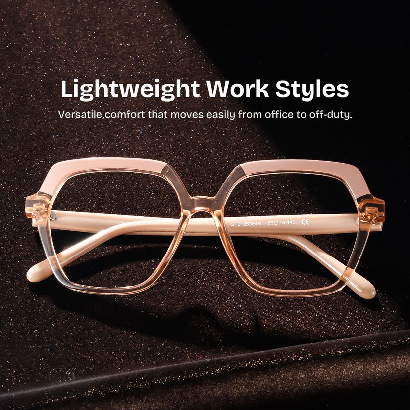 Norah Beige Geometric Glasses