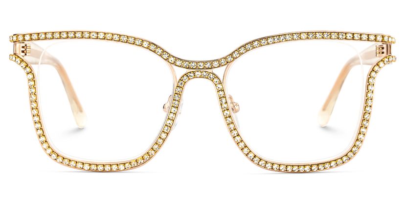 Shine Gold White Square Glasses