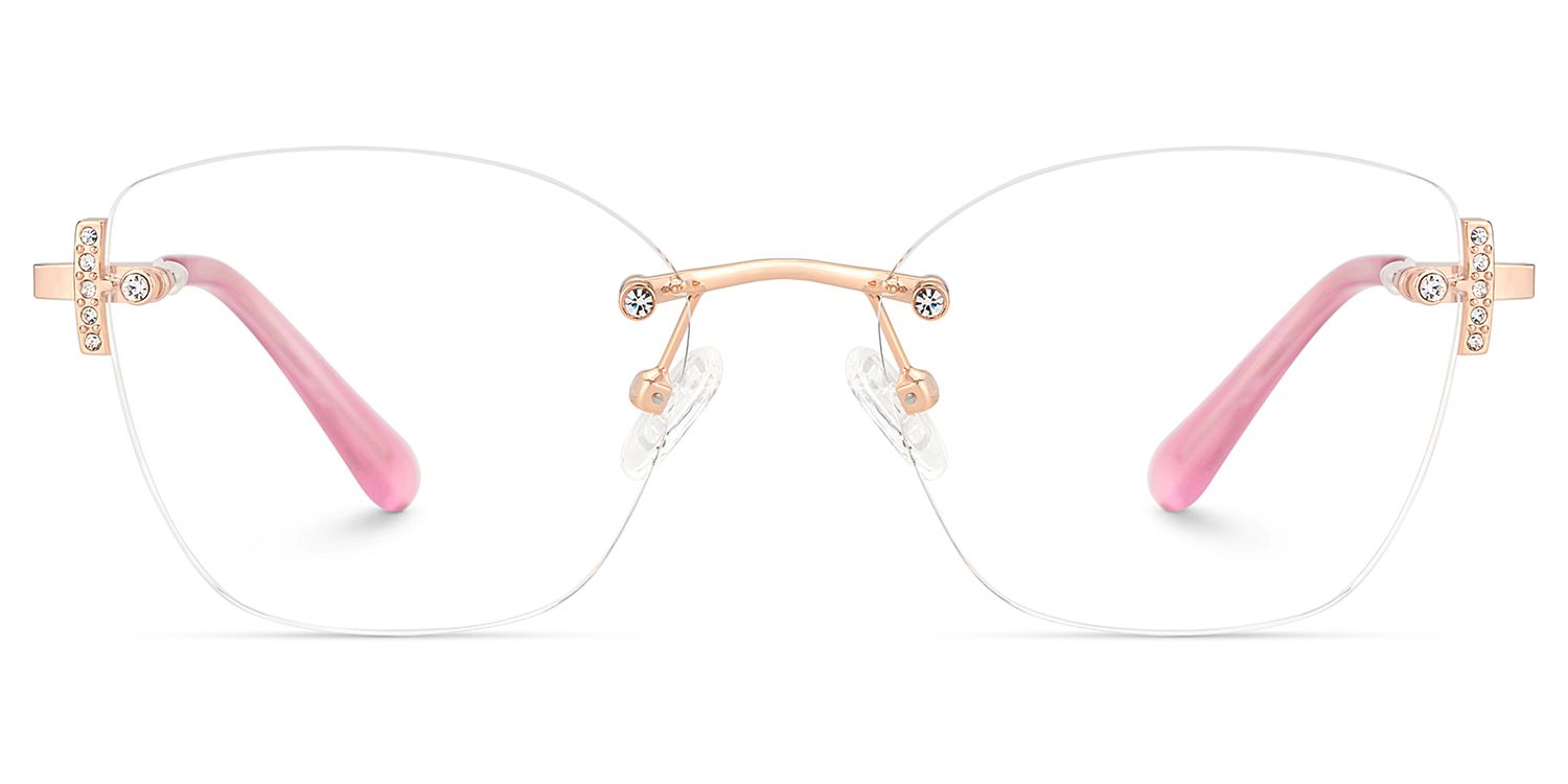 Jaxon Rimless Pink Rectangle Eyeglasses for Women | ZEELOOL1