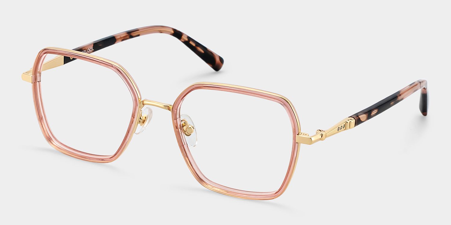 Sophie Pink Geometric Mixed Frame Glasses for Women | ZEELOOL3