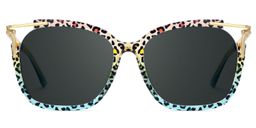 Sidibe Blue Leopard Square Sunglasses0