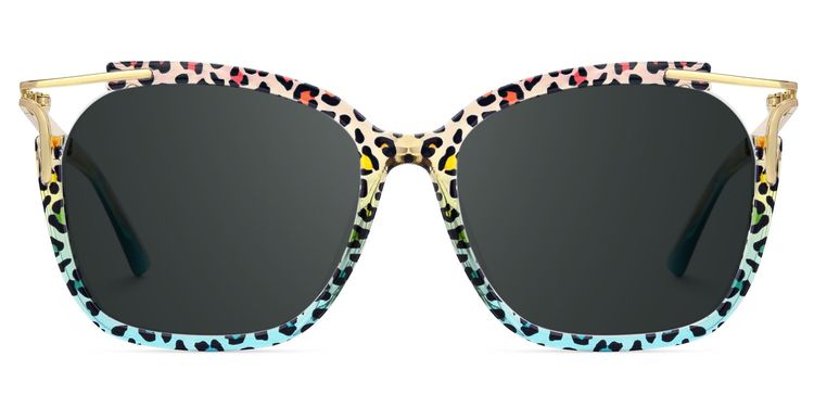 Sidibe Blue Leopard Square Sunglasses