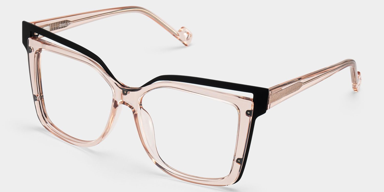 Twolla Square Beige Glasses with Black Edge for Women | ZEELOOL3