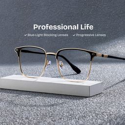 Dawson Black Gold Rectangle Glasses0