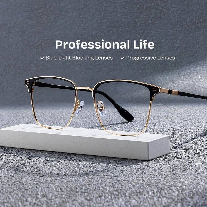 Dawson Black Gold Rectangle Glasses