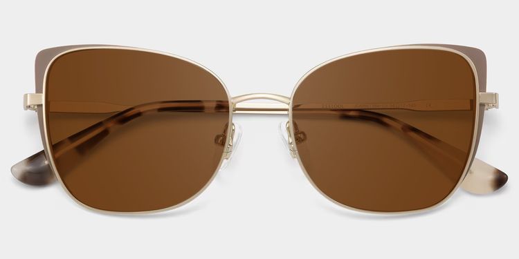 Tessa Khaki Gold Cat eye Sunglasses