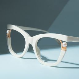 Pearl White Cat eye Glasses0