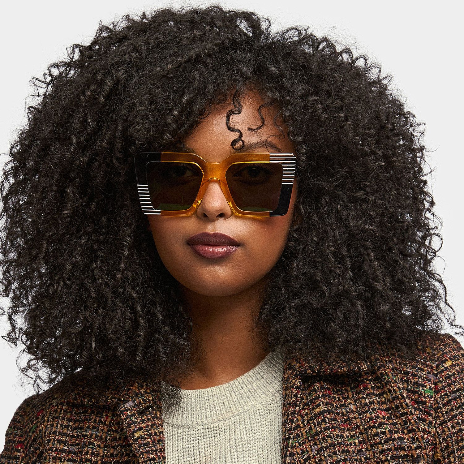 Shamika Rectangle Yellow Prescription Sunglasses | ZEELOOL0