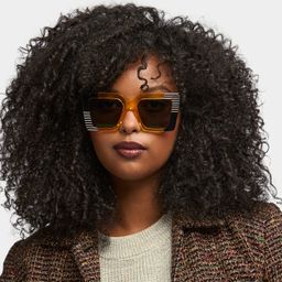 Shamika Yellow Rectangle Sunglasses0