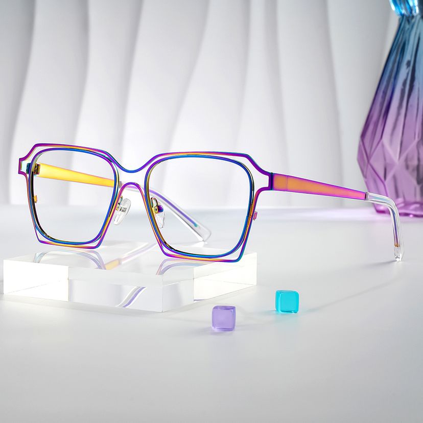 Foday Iridescent Geometric Glasses