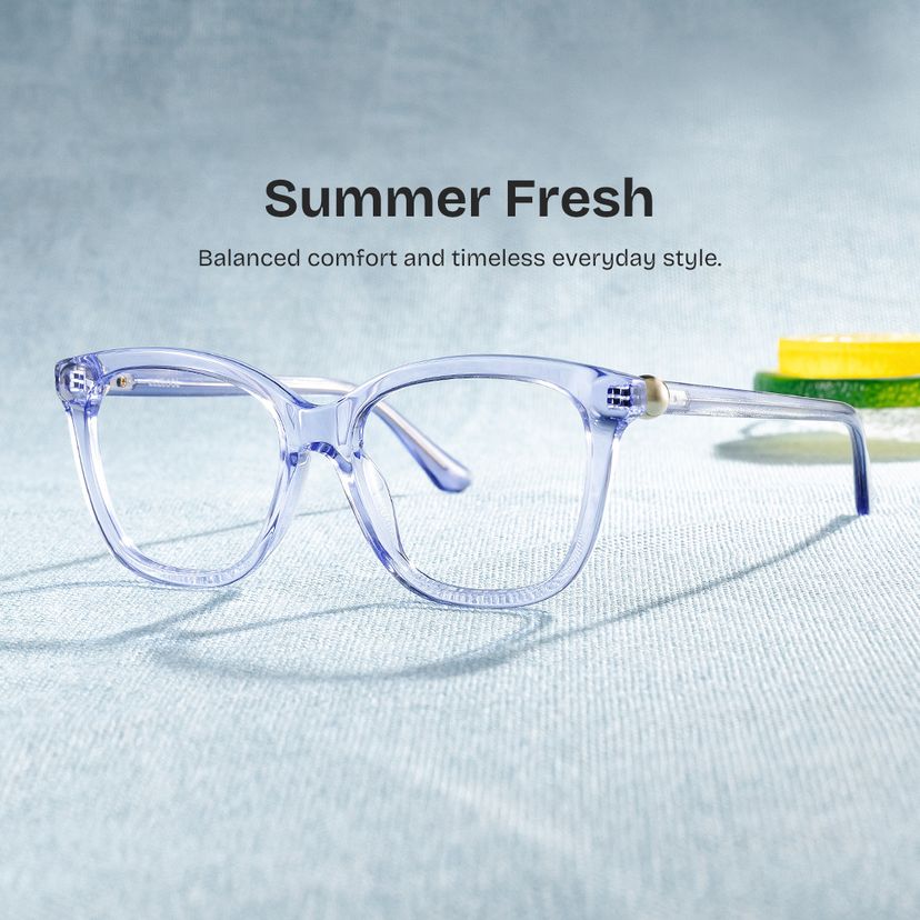 Isabella Clear Blue Square Glasses