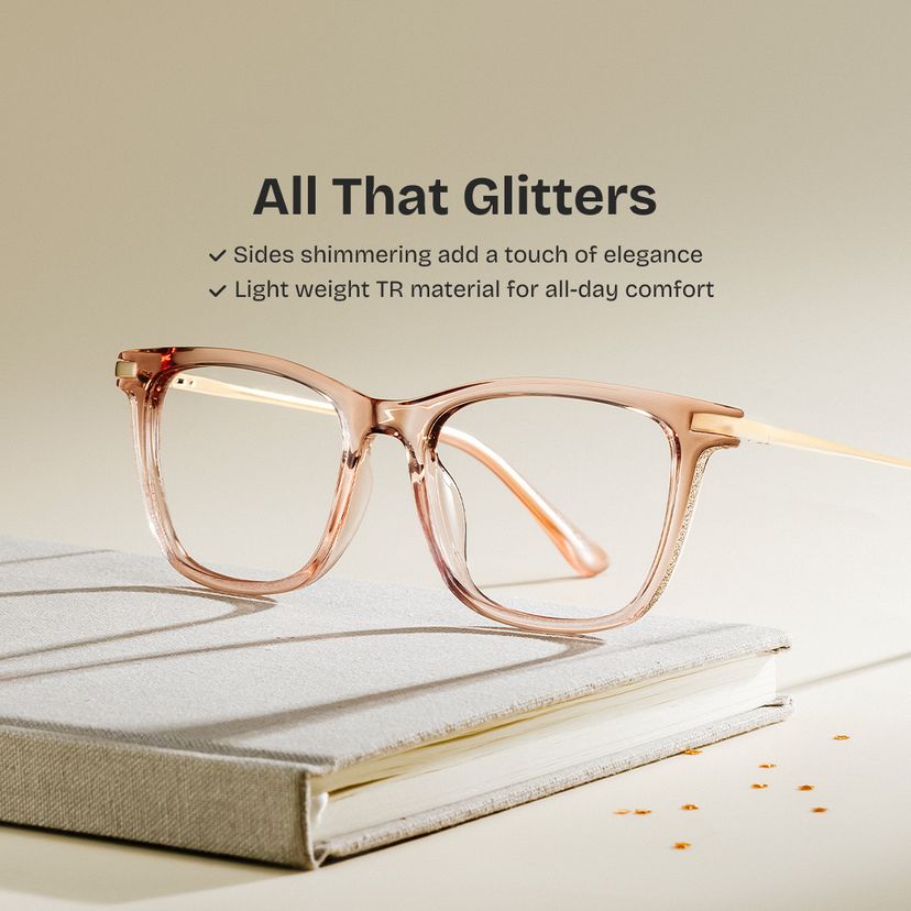 Selena Beige Rectangle Glasses