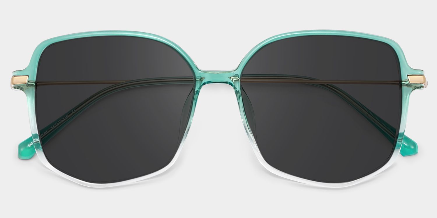 Payton Tr90 Green Geometric Frame Sunglasses | ZEELOOL1